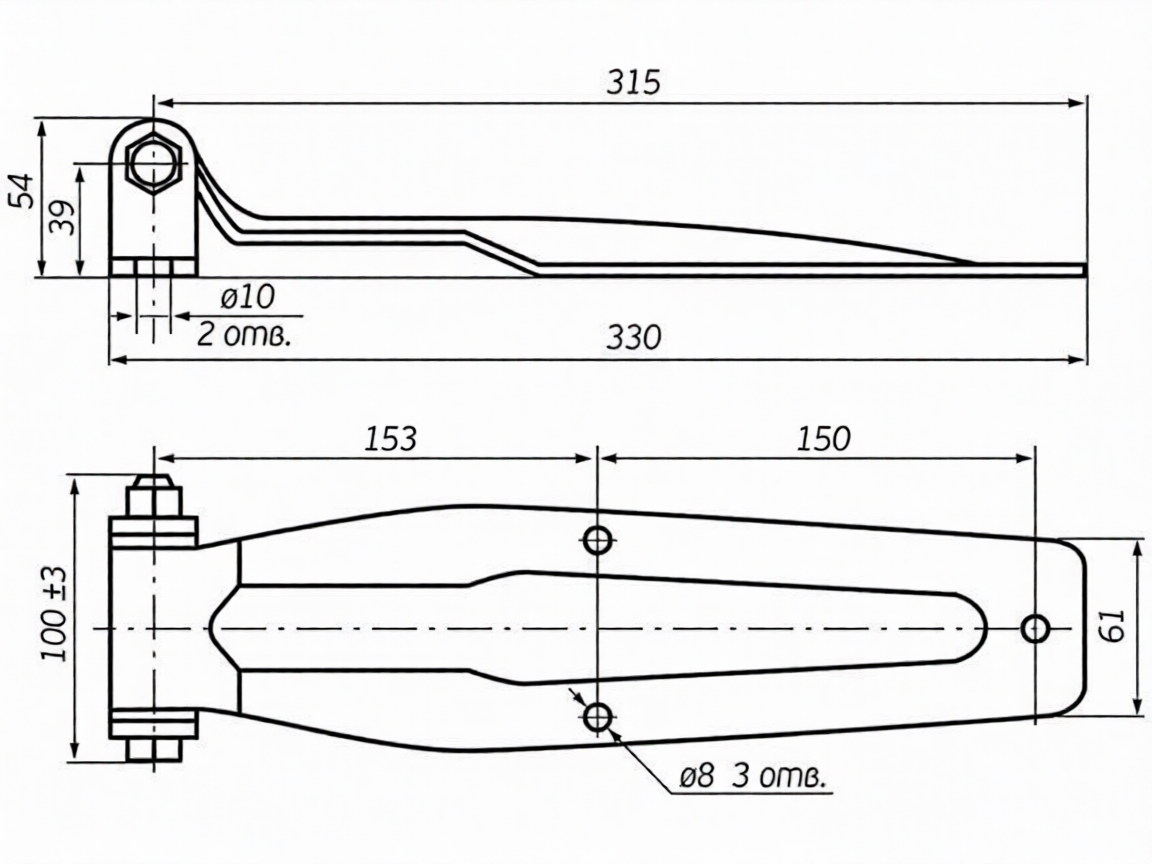 картинка Петля AVK 01111 Zn (335мм) от магазина Автофурнитура